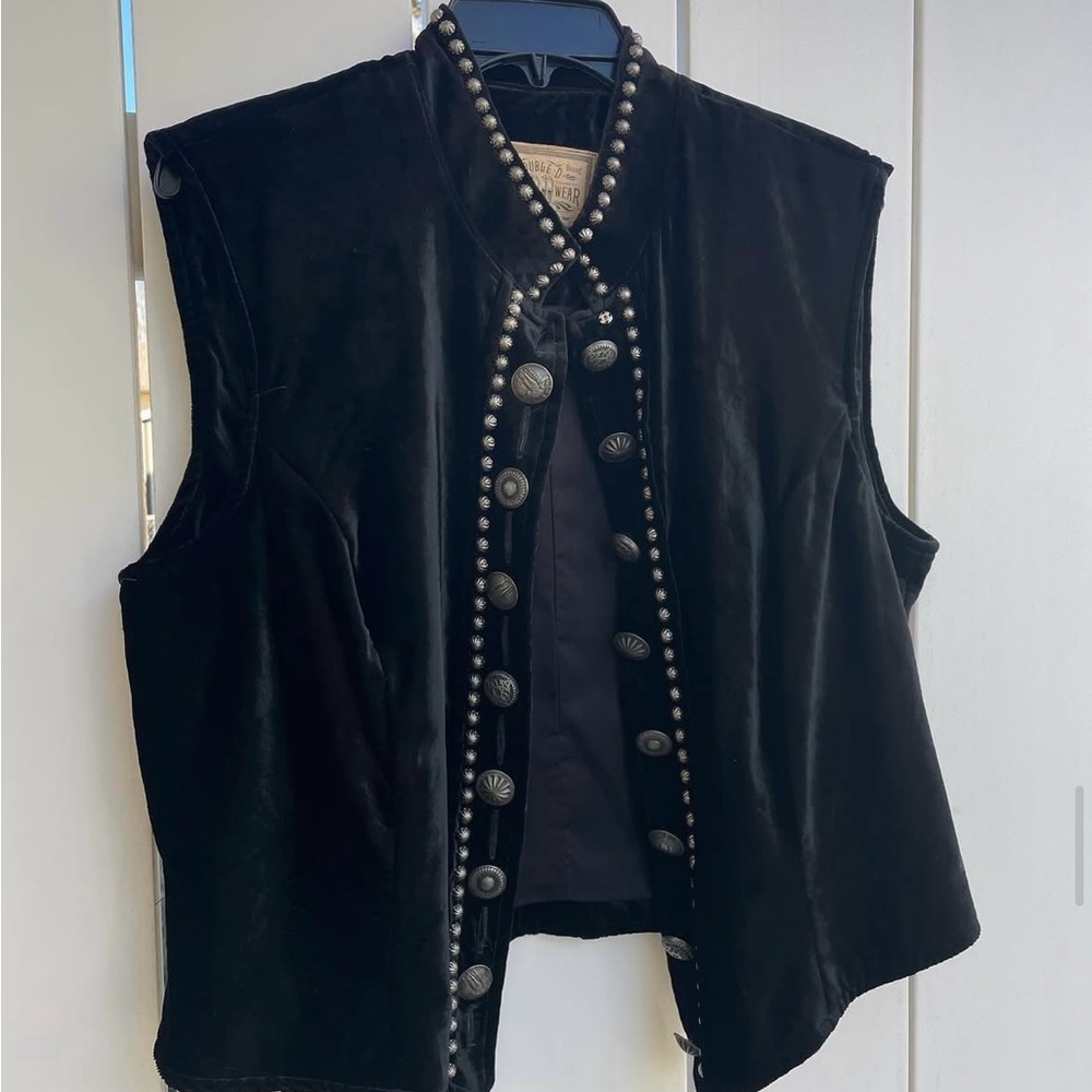 Double D Ranch Black Velvet Vest with Button Accents